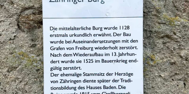 Informationstafel zur Zähringer Burg