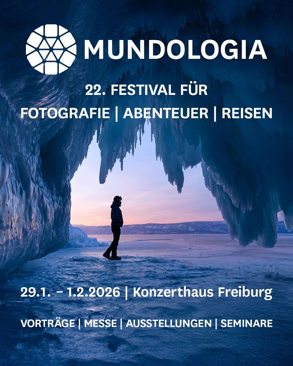 Veranstaltunsplakat zum 22. Mundologia Festival vom 29.01. - 01.02.2026 im Konzerthaus Freiburg