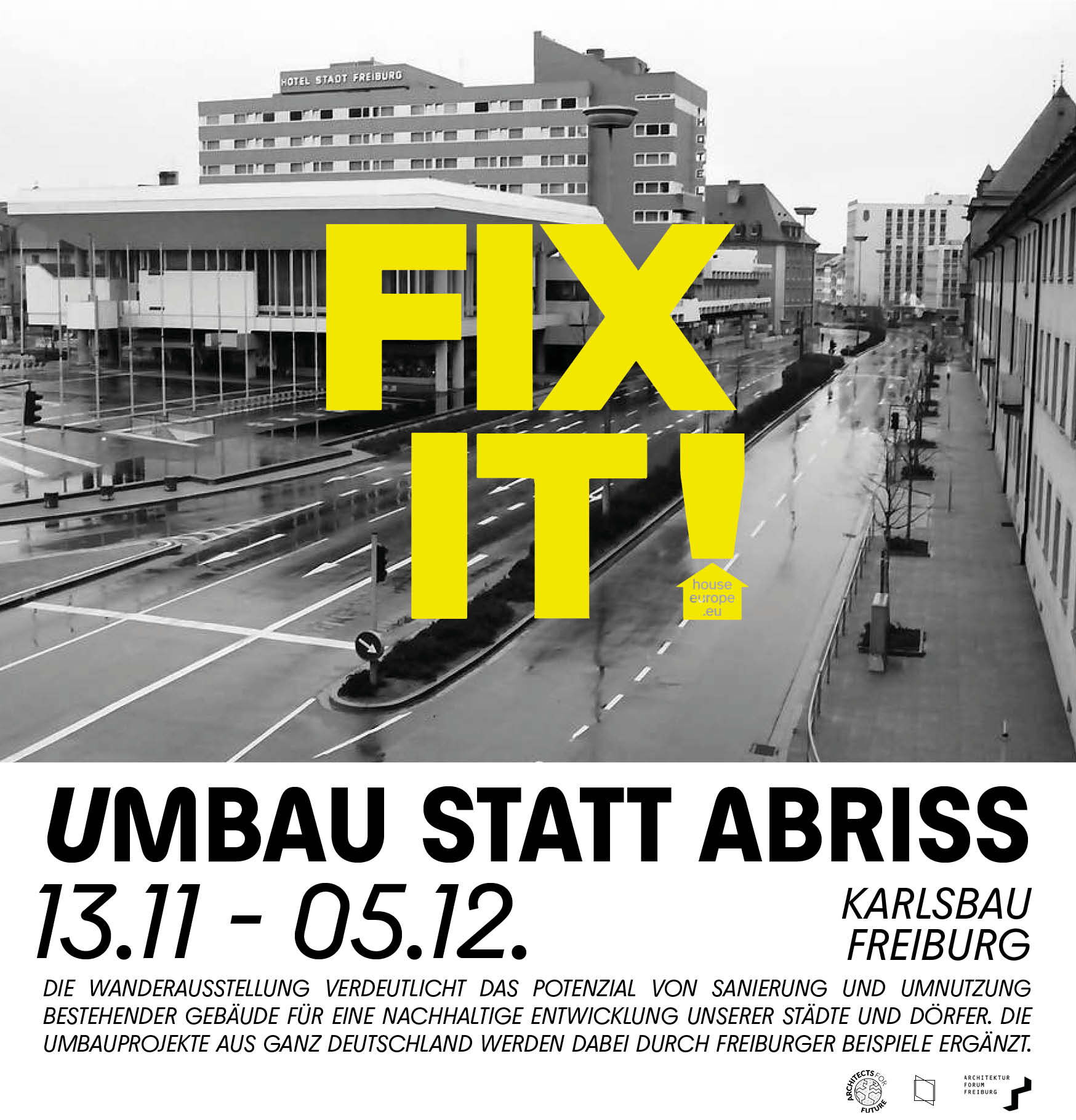 Flyer Wanderausstellung Umbau statt Abriss