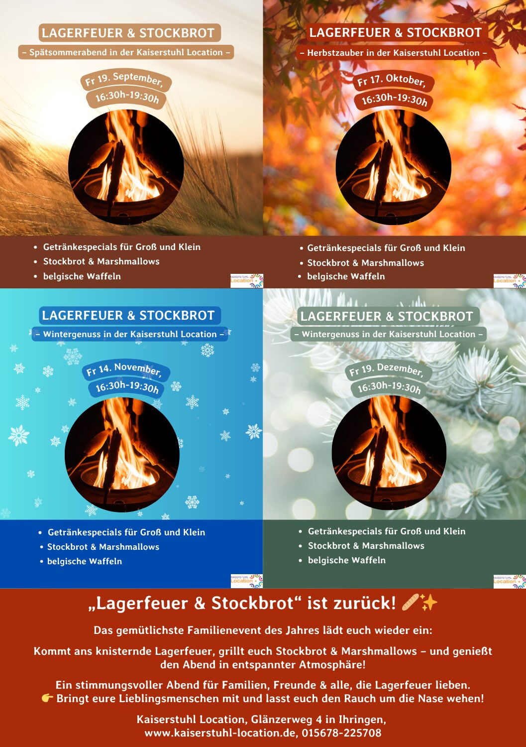 Flyer Lagerfeuer & Stockbrot Kaiserstuhl Location