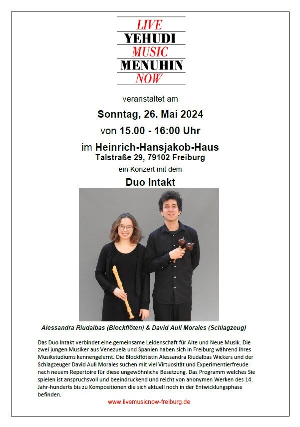 Sonntagscafe im Heinrich-Hansjakob-Haus mit dem Duo Intakt