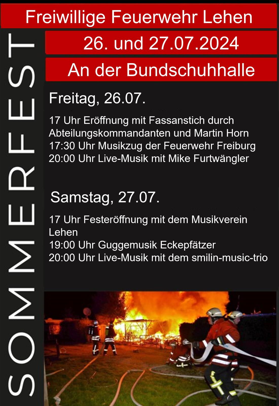 Flyer Sommerfest der Freiwilligen Feuerwehr Freiburg Lehen 2024