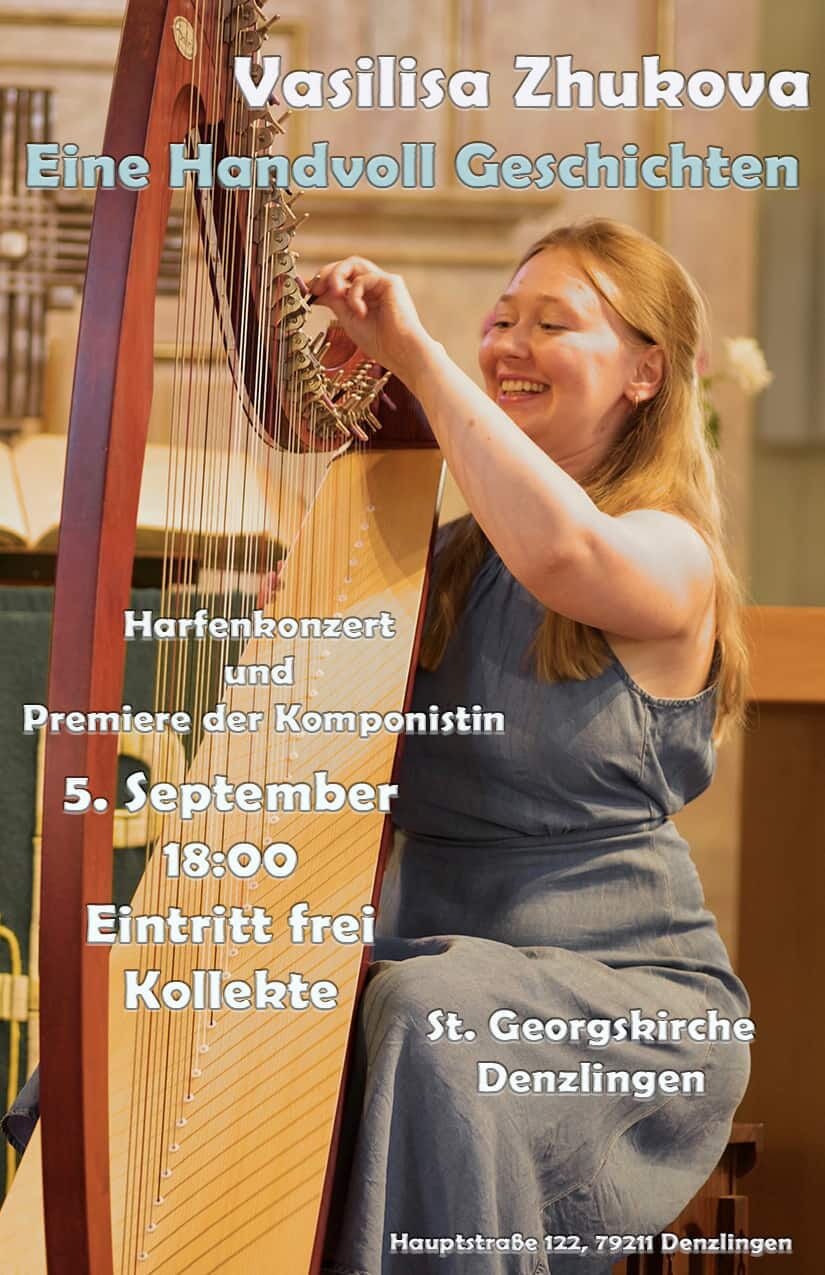 Harfenistin Vasilisa Zhukova an der Harfe