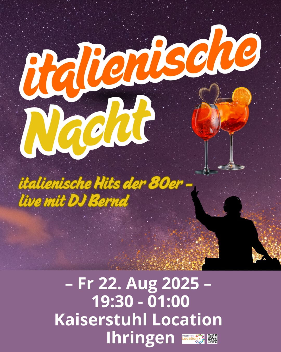 Flyer italienische Nacht Kaiserstuhl Location Ihringen